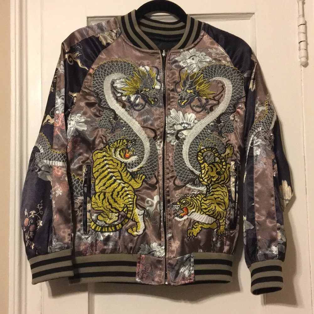 Zara *Rare* Embroidered Reversible Bomber Jacket